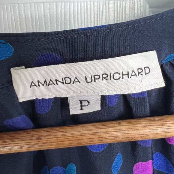Amanda Uprichard Multicolor Polka Dot Split Neck Hi-Low Silk Blouse Small - Picture 4 of 11